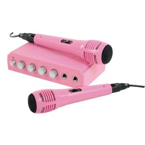 Karaoke mixer růžový + 2 mikrofony König HAV-KM11P