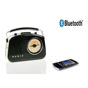 Retro rádio přenosné AM/FM s Bluetooth černé König HAV-TR800BL